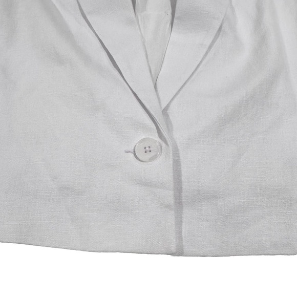 Abercrombie & Fitch Women's XL A&F Linen Collection Cropped White Blazer Button - Picture 6 of 7